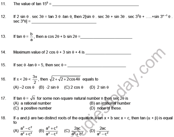 jee-mathematics-trigonometric-functions-mcqs-set-a-multiple-choice